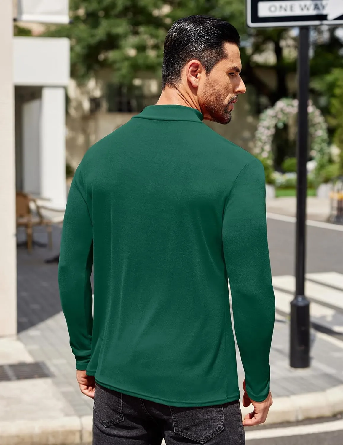 COOFANDY Mens Mock Turtleneck T-Shirts Long Sleeve Solid Color Tees Shirts Basic Casual Slim Fit Pullover T Shirts