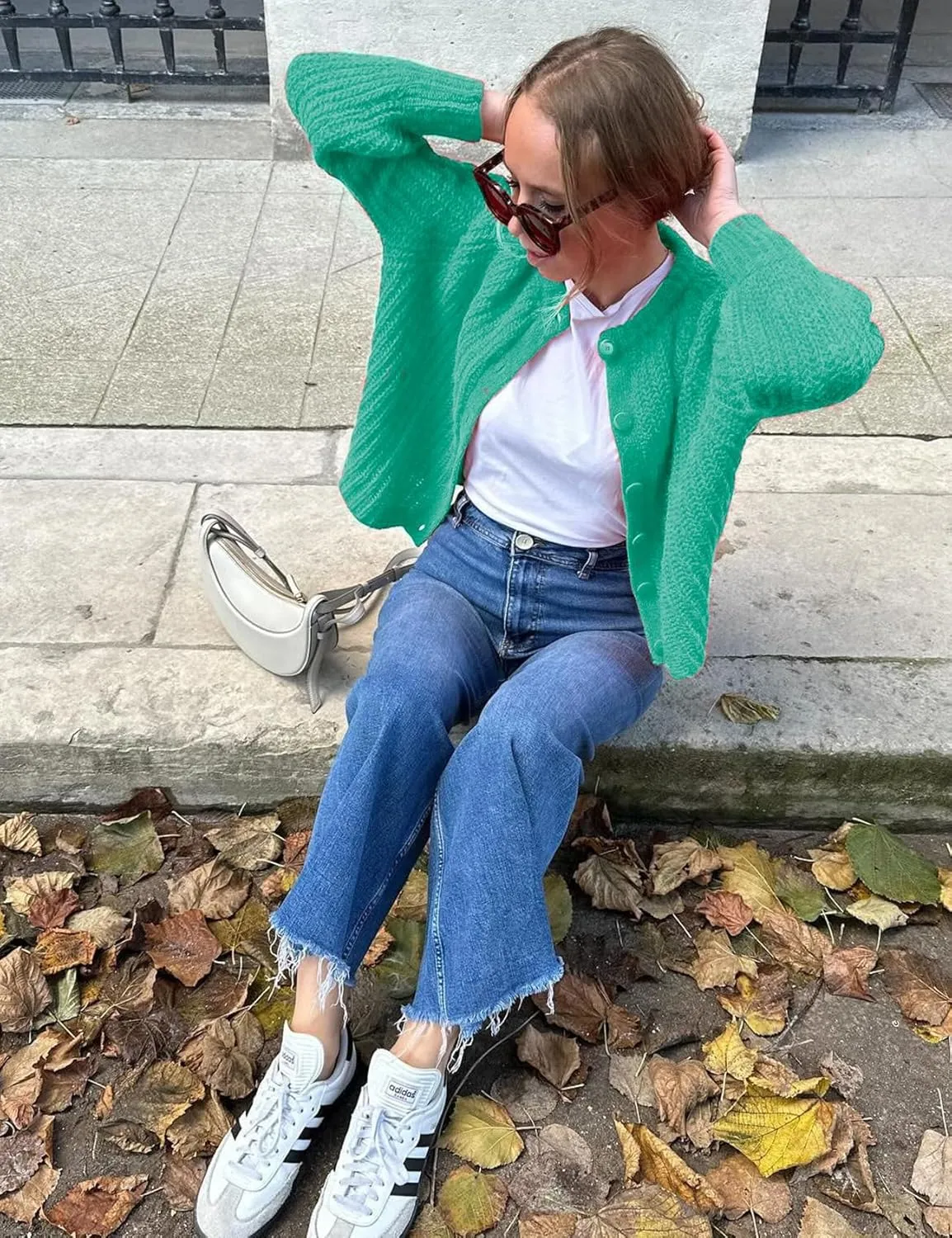 COZYPOIN Women Chunky Cardigan Open Front Sweater Long Sleeve Knitted Cardigan Button Down Outerwear Knitwear