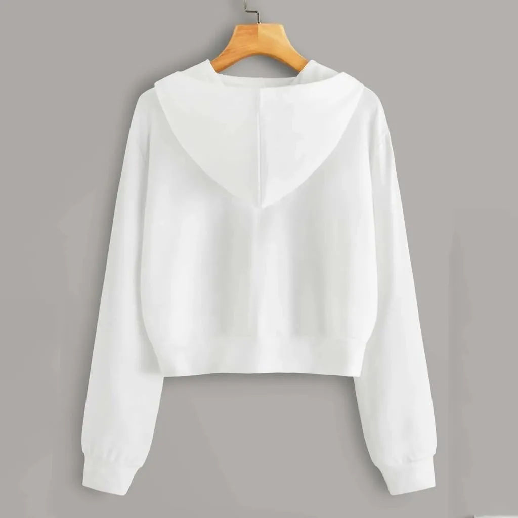 Crop Zip Up Hoodies for Women Trendy Long Sleeve Sweatshirts Jackets Y2k Tops Teen Girls Fall Clothes 2024