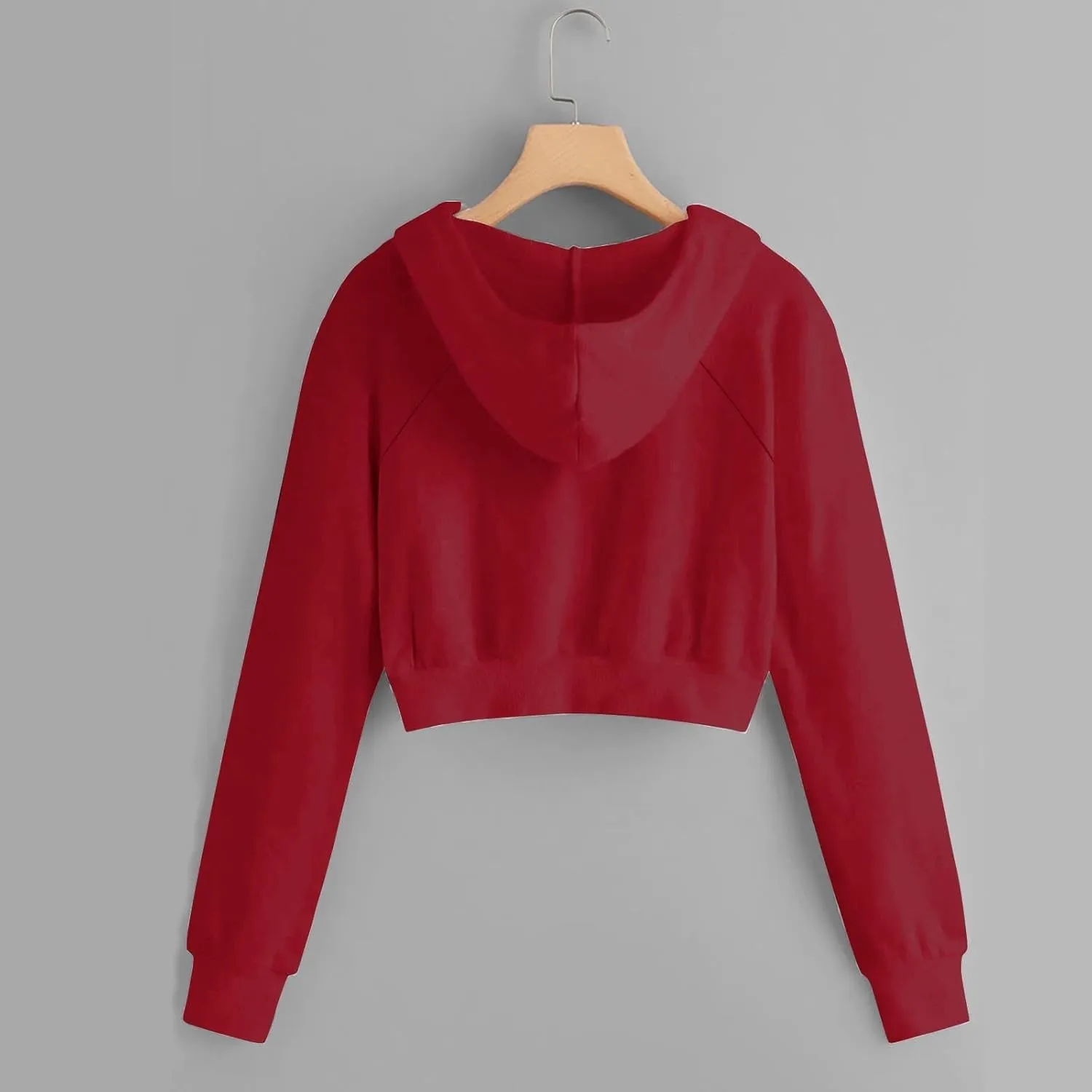 Cropped Hoodies for Women Trendy Zip Up Crop Sweatshirt Fashion Long Sleeve Solid Color Hooded Track Jacket
