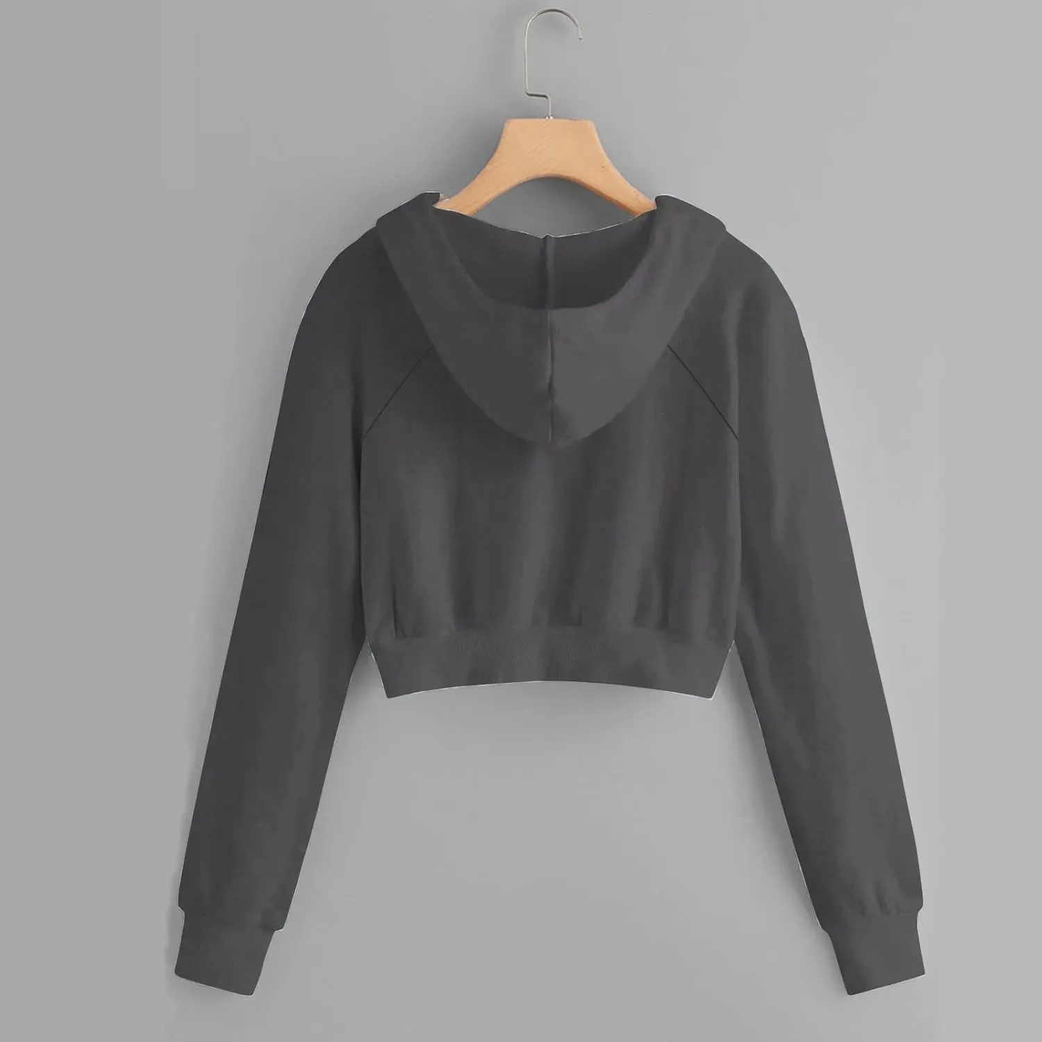 Cropped Hoodies for Women Trendy Zip Up Crop Sweatshirt Fashion Long Sleeve Solid Color Hooded Track Jacket