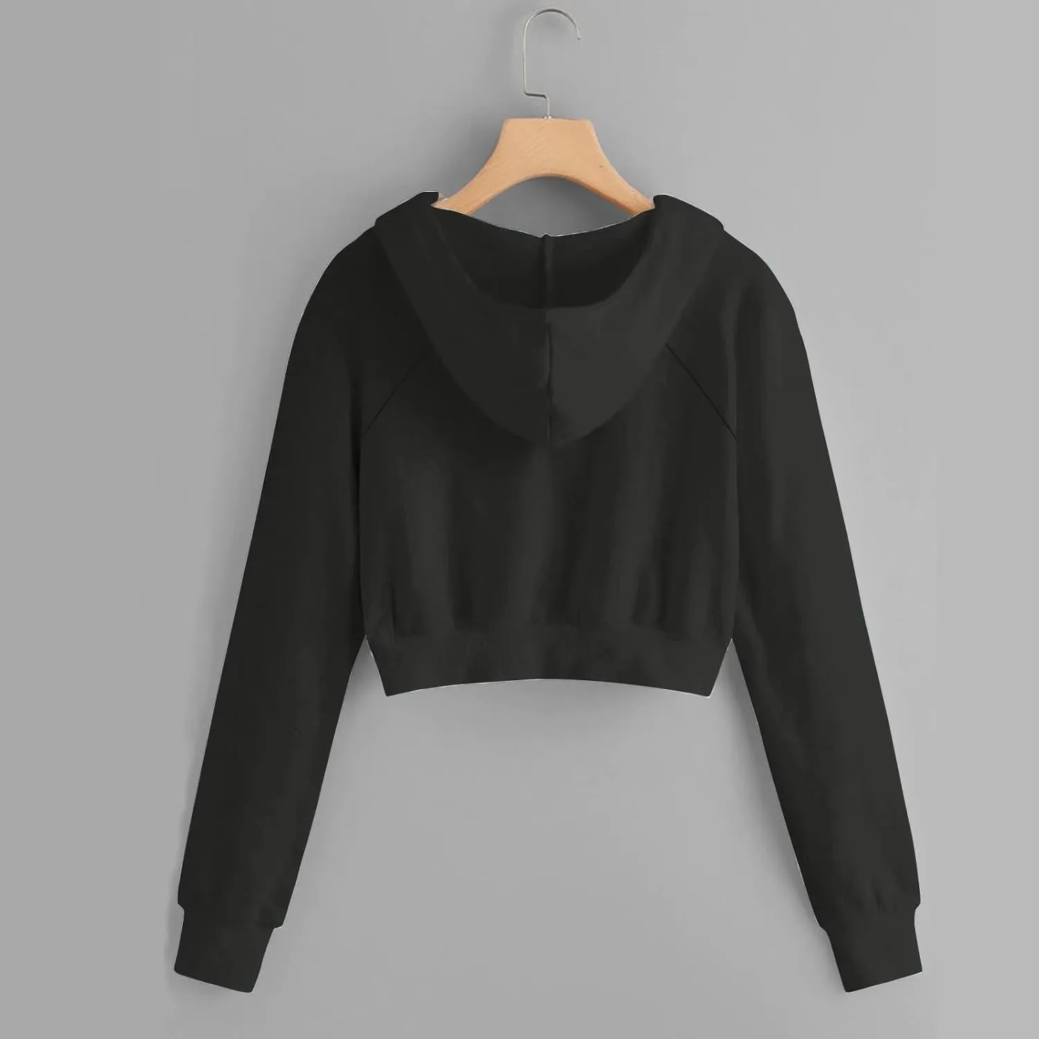 Cropped Hoodies for Women Trendy Zip Up Crop Sweatshirt Fashion Long Sleeve Solid Color Hooded Track Jacket