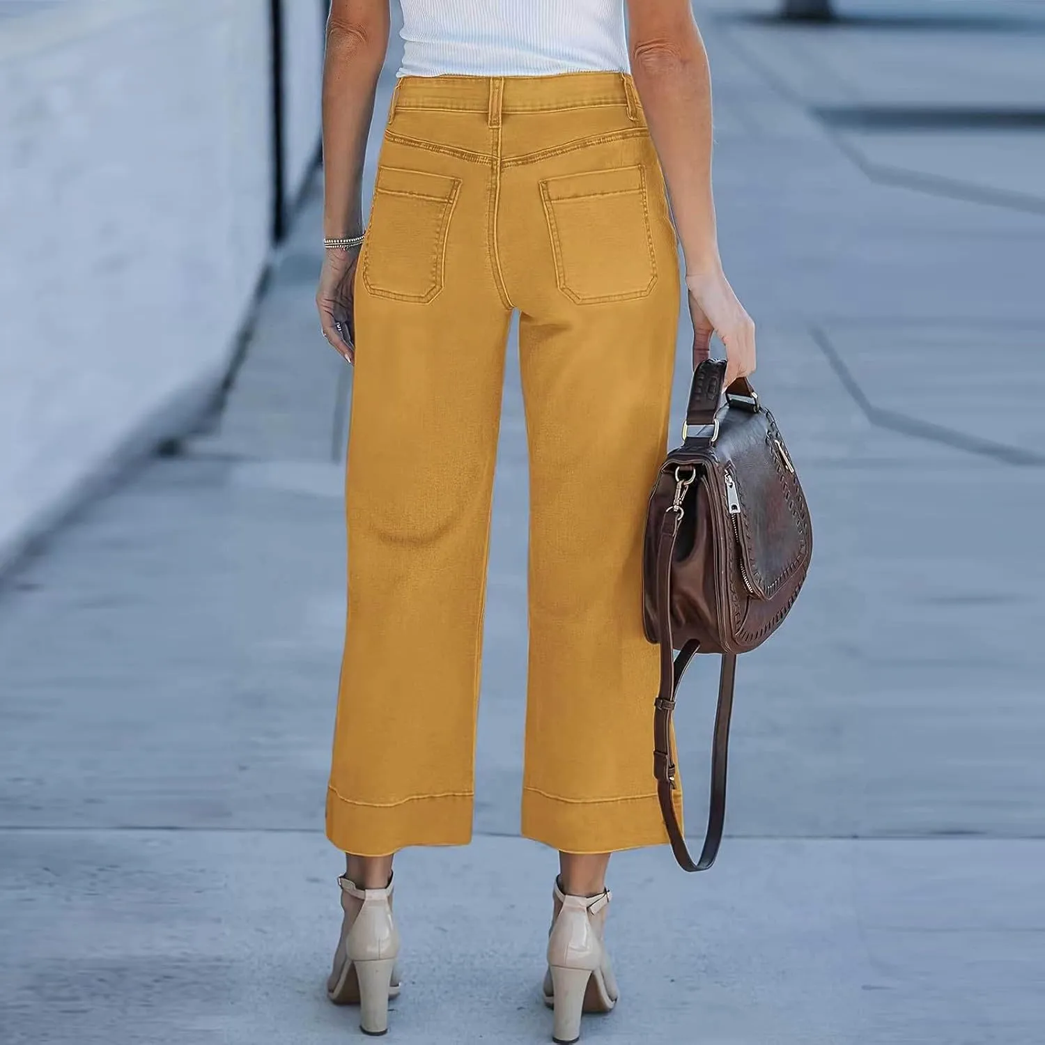 Cropped Jeans for Women High Waisted Mother Mom 90s Boyfriend Denim Jeans Casual Vintage Y2k Wide Leg Denim Pants