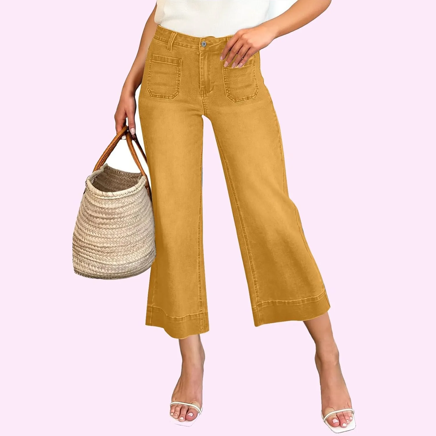 Cropped Jeans for Women High Waisted Mother Mom 90s Boyfriend Denim Jeans Casual Vintage Y2k Wide Leg Denim Pants