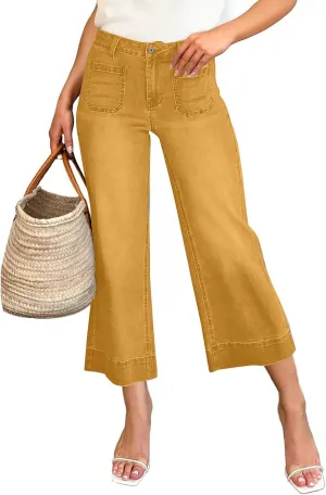 Cropped Jeans for Women High Waisted Mother Mom 90s Boyfriend Denim Jeans Casual Vintage Y2k Wide Leg Denim Pants