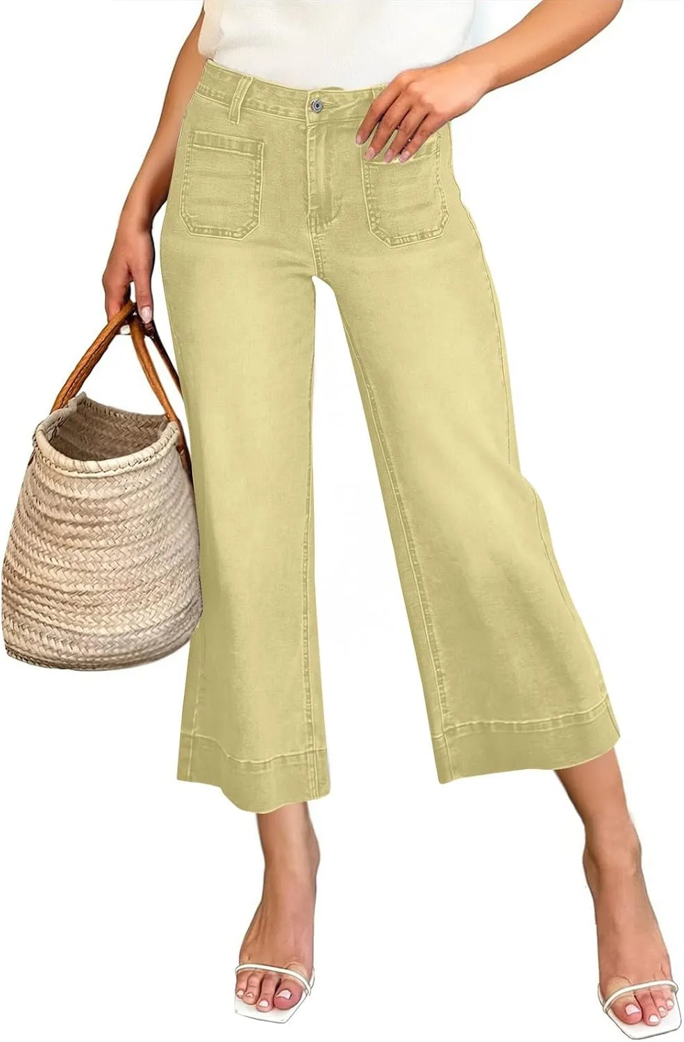 Cropped Jeans for Women High Waisted Mother Mom 90s Boyfriend Denim Jeans Casual Vintage Y2k Wide Leg Denim Pants