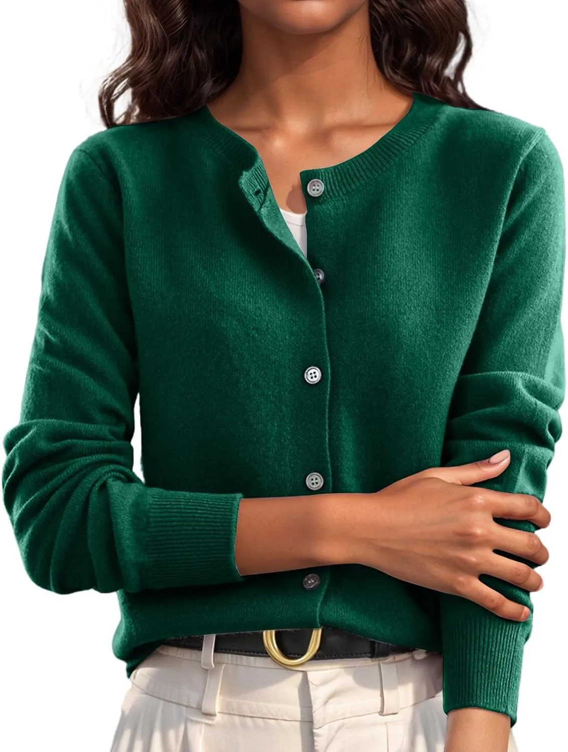 Cropped Sweaters for Women Knitted Lightweight Sweaters Long Sleeve Button Up Sweaters Cable Knit Open Front Cardigan