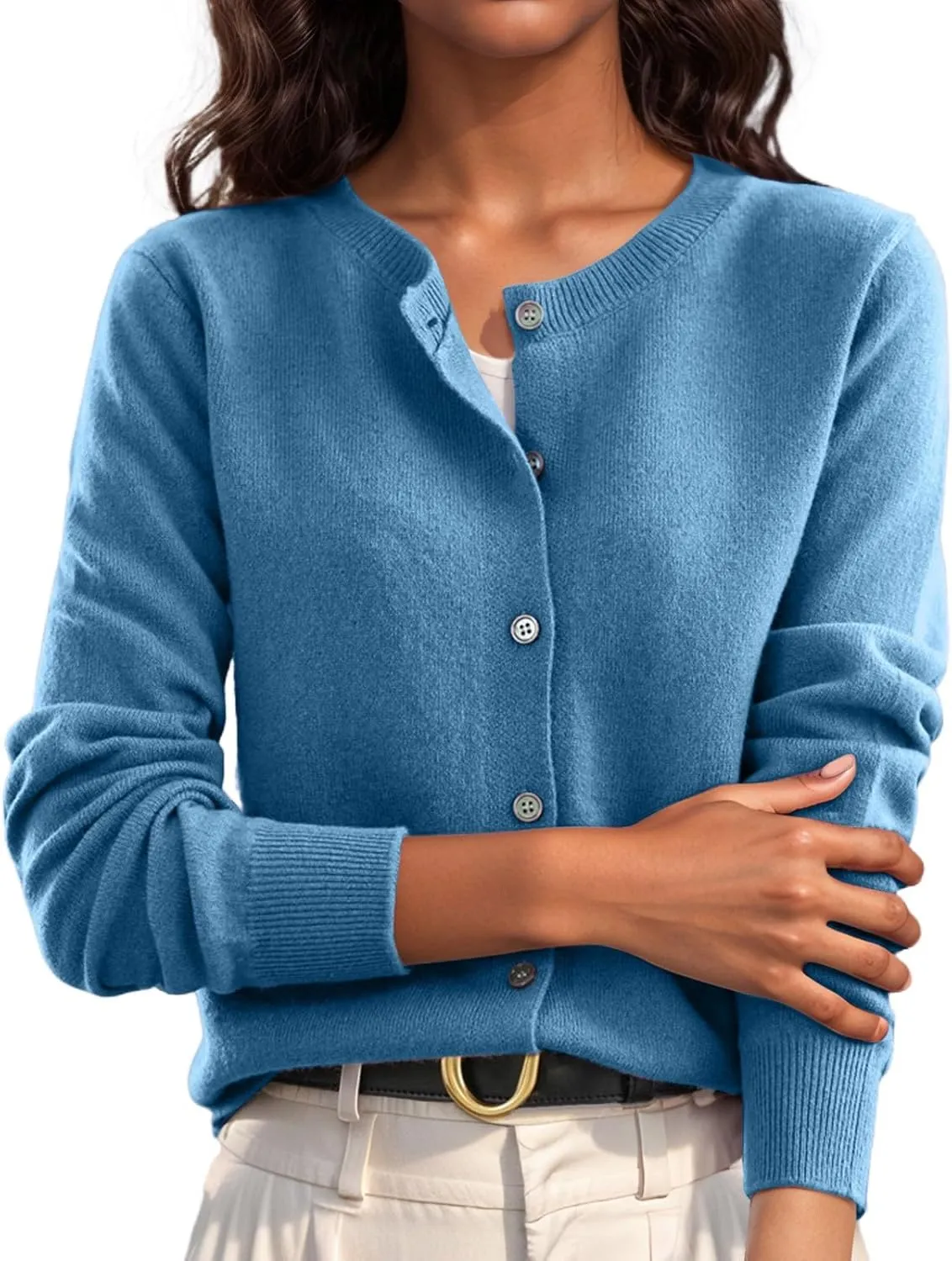 Cropped Sweaters for Women Knitted Lightweight Sweaters Long Sleeve Button Up Sweaters Cable Knit Open Front Cardigan