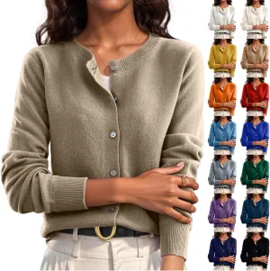 Cropped Sweaters for Women Knitted Lightweight Sweaters Long Sleeve Button Up Sweaters Cable Knit Open Front Cardigan