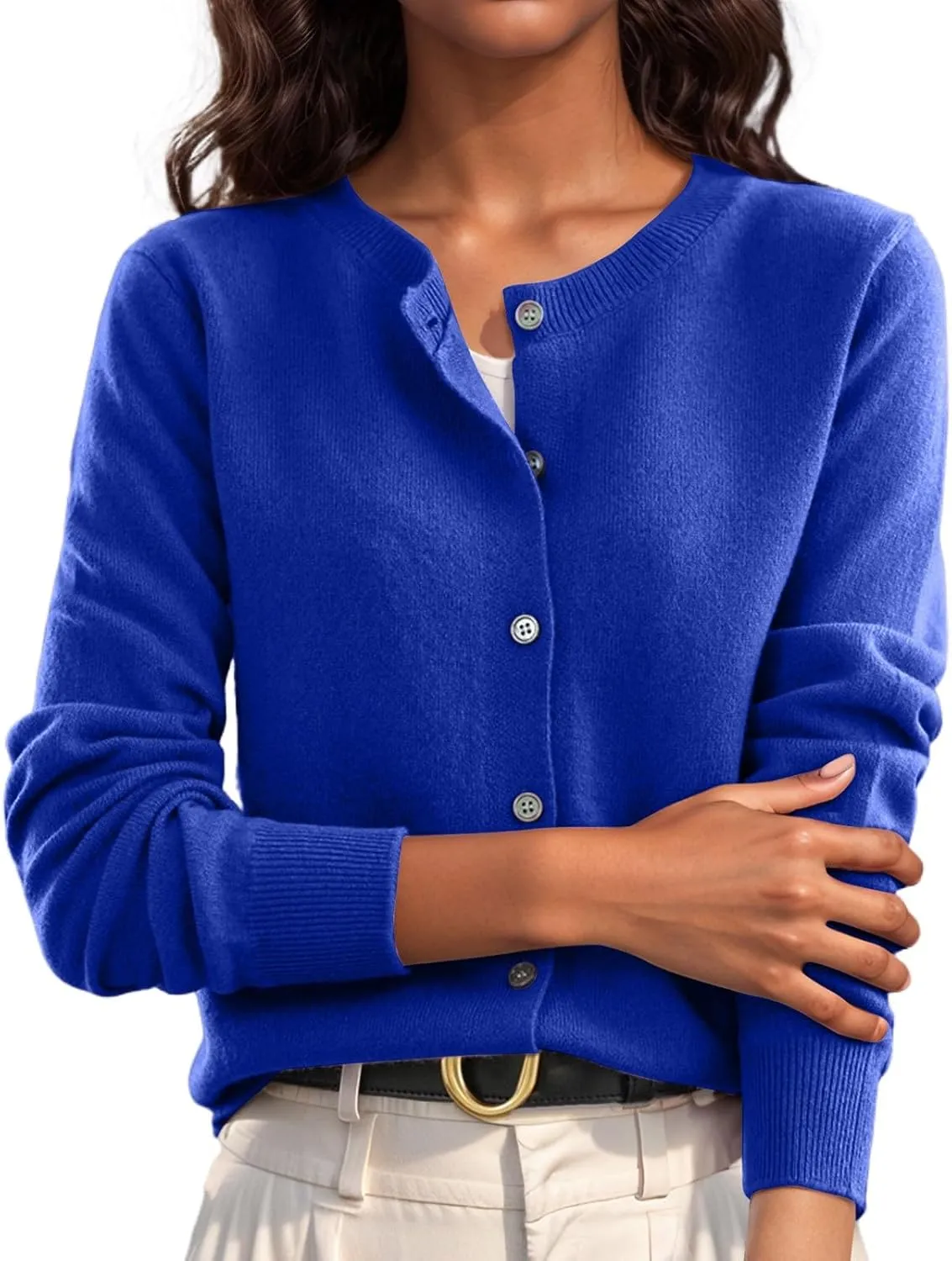 Cropped Sweaters for Women Knitted Lightweight Sweaters Long Sleeve Button Up Sweaters Cable Knit Open Front Cardigan