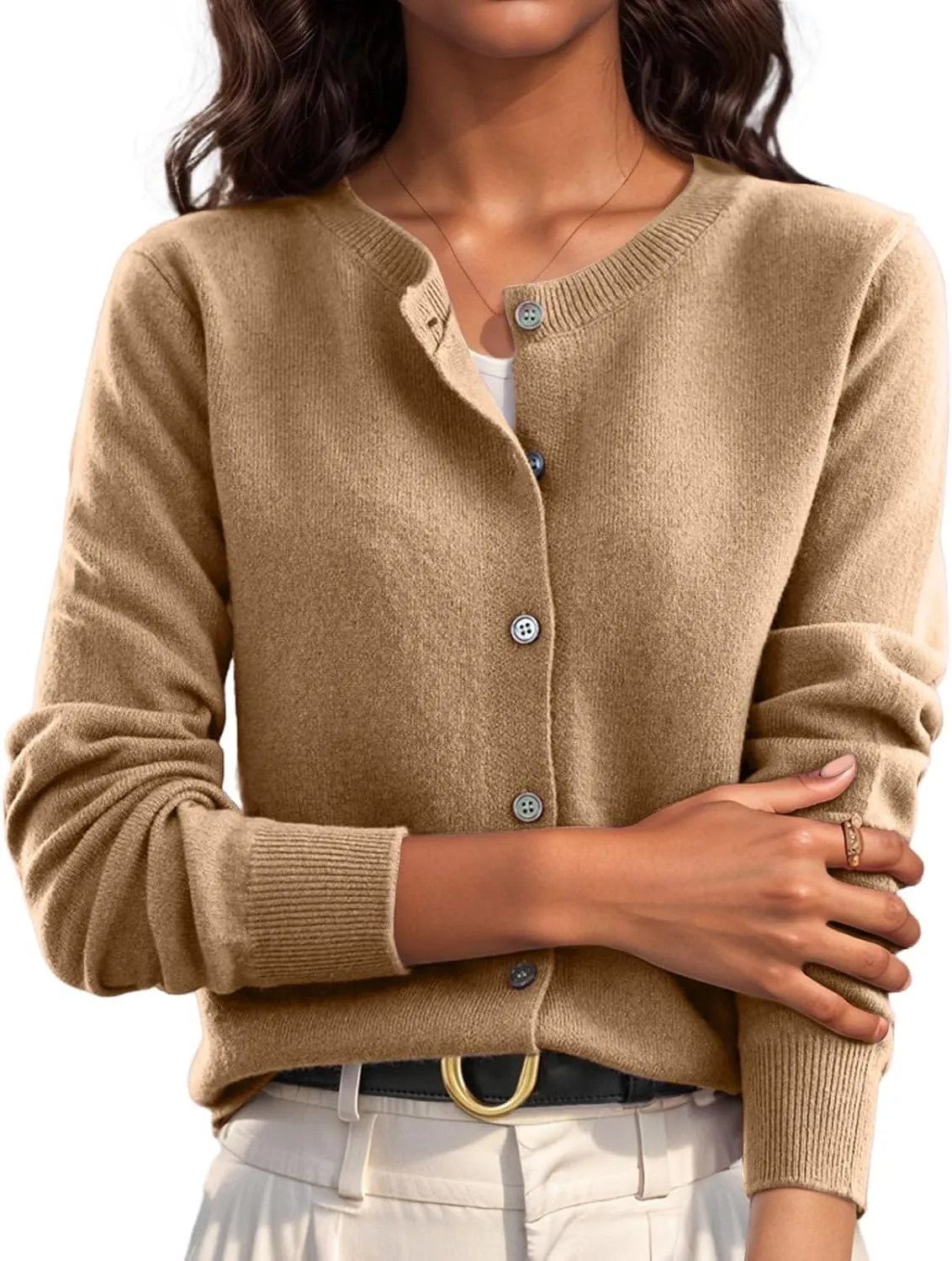 Cropped Sweaters for Women Knitted Lightweight Sweaters Long Sleeve Button Up Sweaters Cable Knit Open Front Cardigan