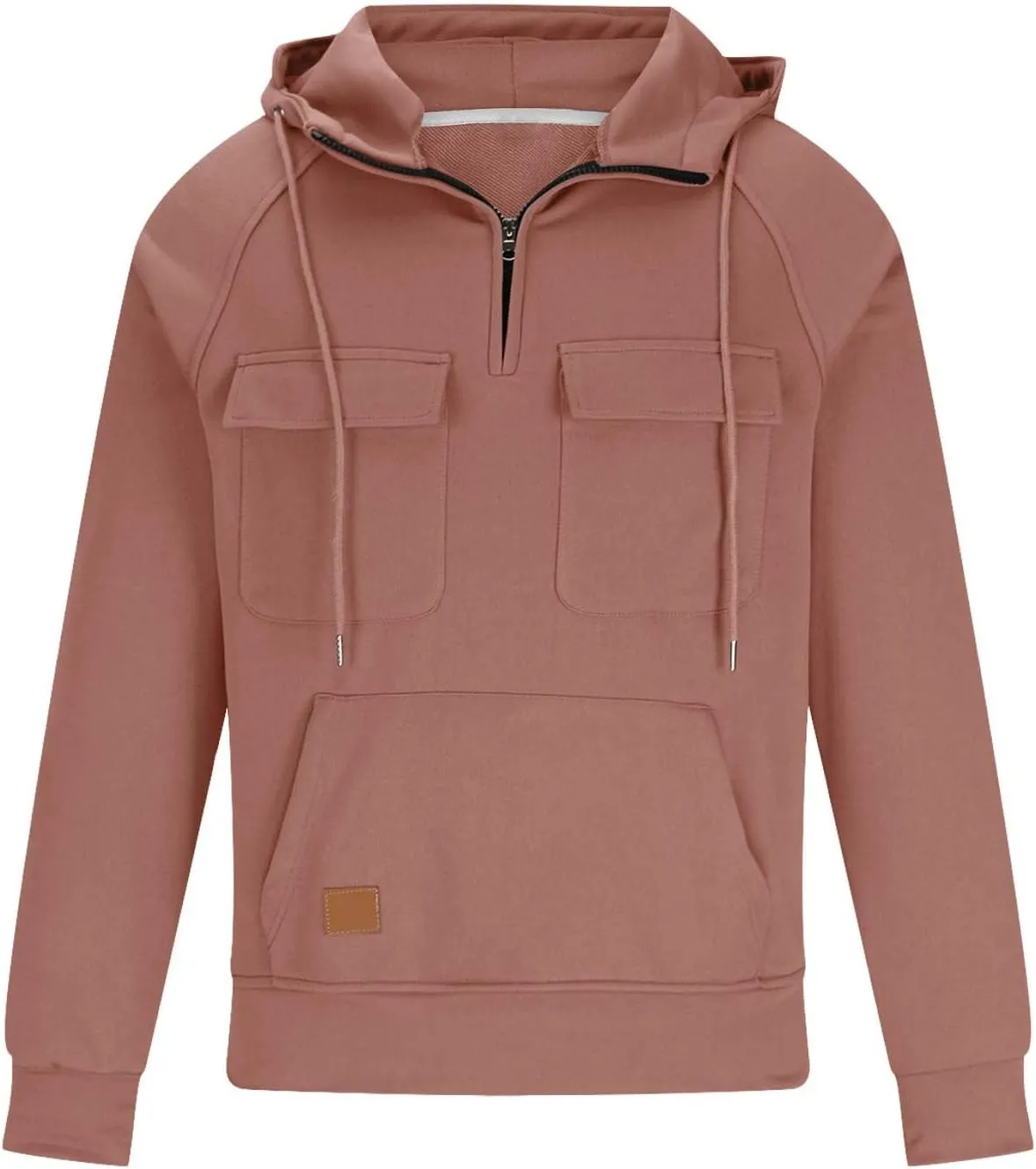 Ctreela Men 1/4 Zip Military Sweatshirt, Big and Tall Army Tactical Pullover Hoodie, Vintage Western Outdoor Hooded Jacket