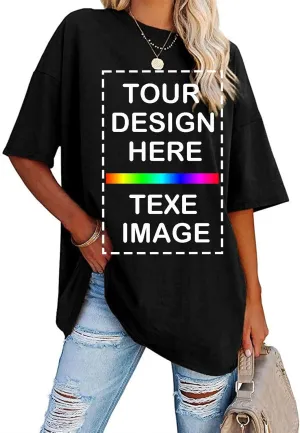Custom T Shirts for Women Men Design Your Own Shirt Add Text/Image/Logo Graphic Tee Printed Photo Front/Back