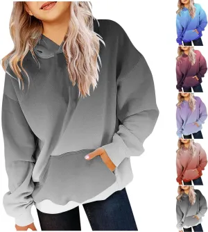 Cute Hoodies For Girls Oversized Long Sleeve Sweatshirt Gradient Teen Girls Pullover Tops 2-13 Years