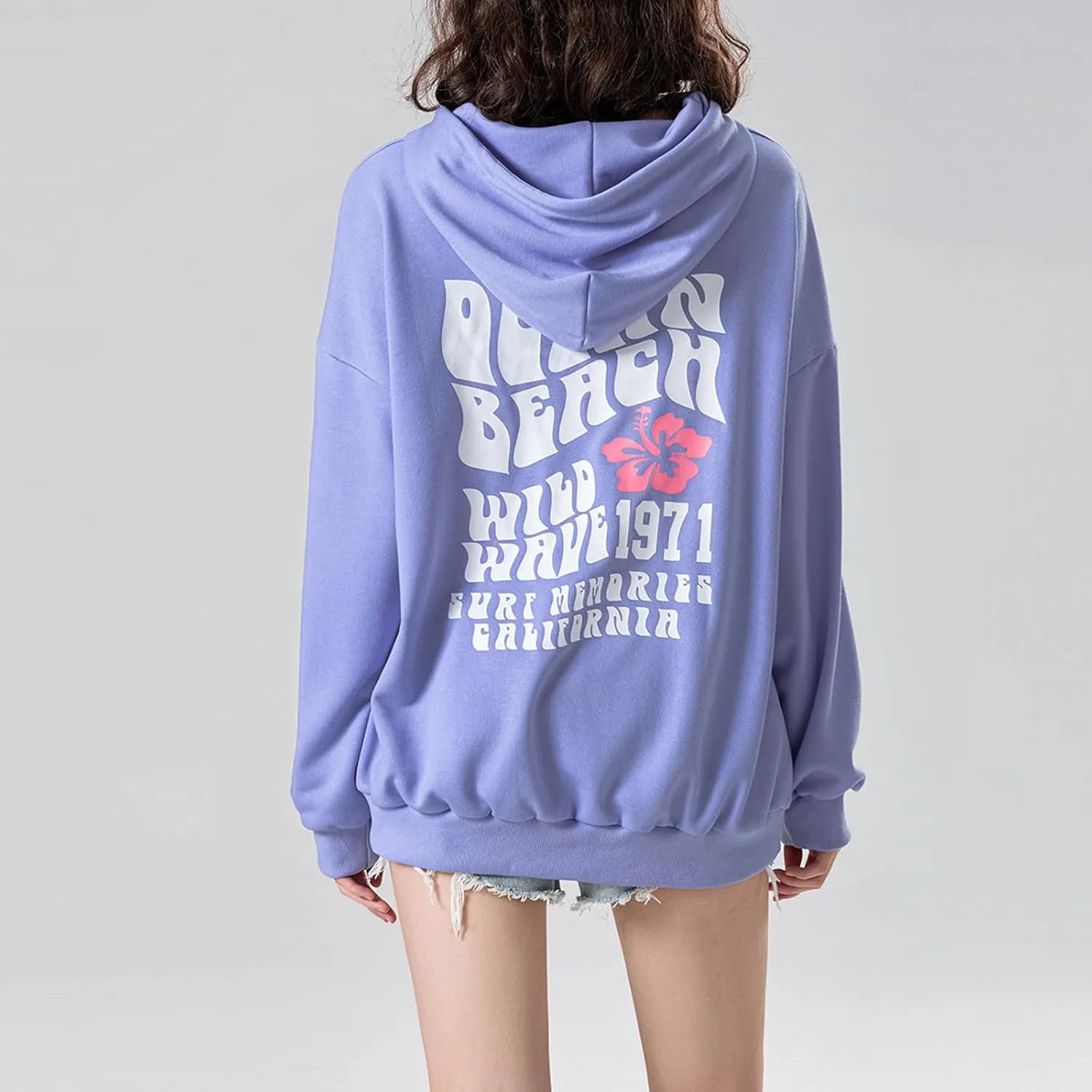 Cute Hoodies Teen Girls Y2k Preppy Floral Graphic Sweatshirt Women Embroidered Oversized Hooded Sweater Streetwear