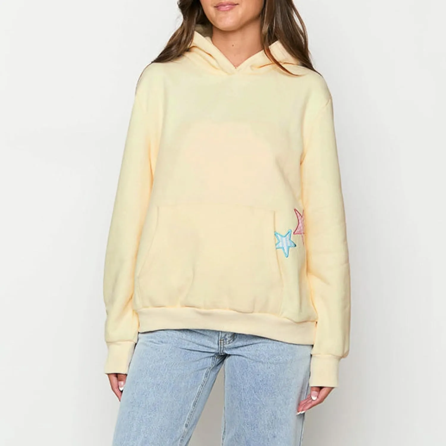 Cute Hoodies Teen Girls Y2k Preppy Floral Graphic Sweatshirt Women Embroidered Oversized Hooded Sweater Streetwear