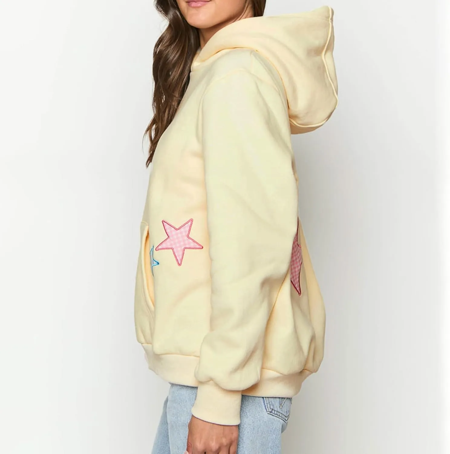 Cute Hoodies Teen Girls Y2k Preppy Floral Graphic Sweatshirt Women Embroidered Oversized Hooded Sweater Streetwear