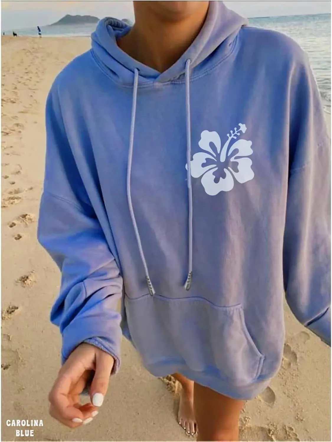 Cute Hoodies Teen Girls Y2k Preppy Floral Graphic Sweatshirt Women Embroidered Oversized Hooded Sweater Streetwear