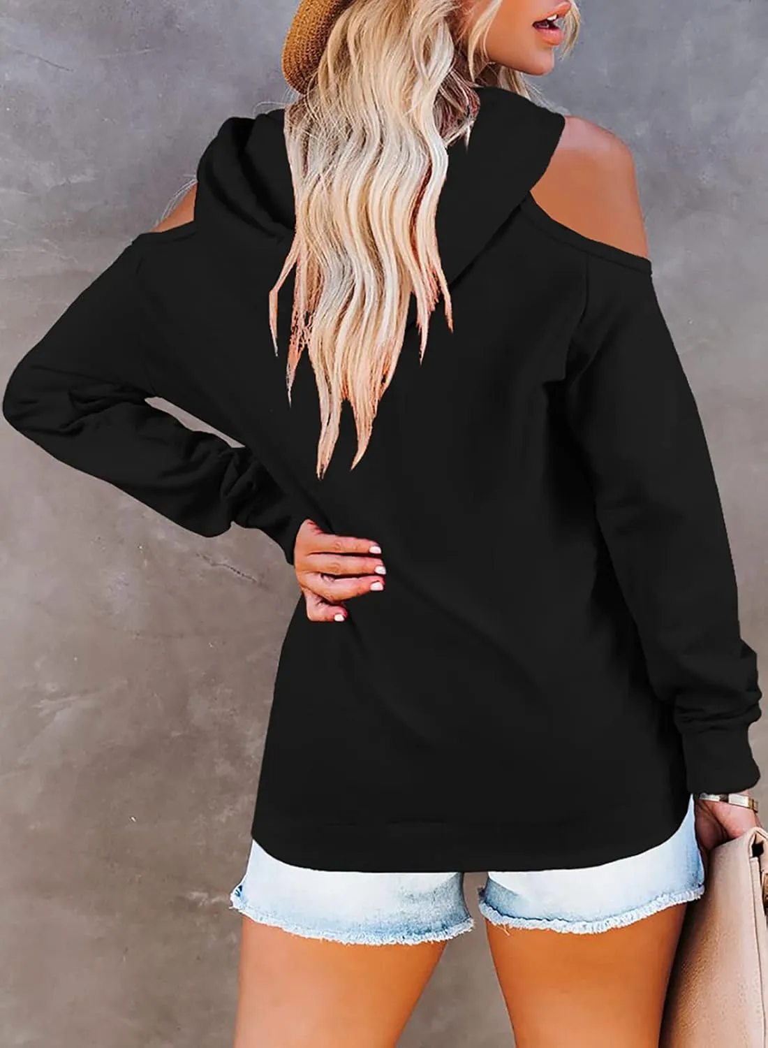Cutiefox Women's Casual Long Sleeve Drawstring Hoodie Sweatshirts Pullover with Pockets