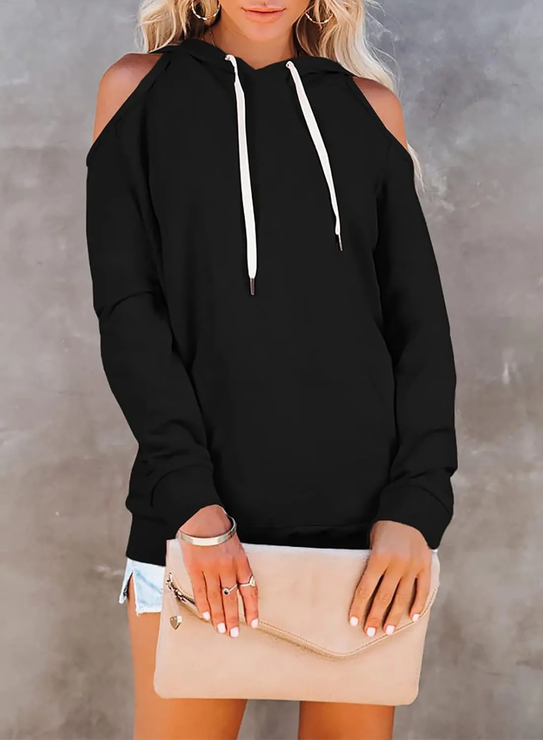 Cutiefox Women's Casual Long Sleeve Drawstring Hoodie Sweatshirts Pullover with Pockets