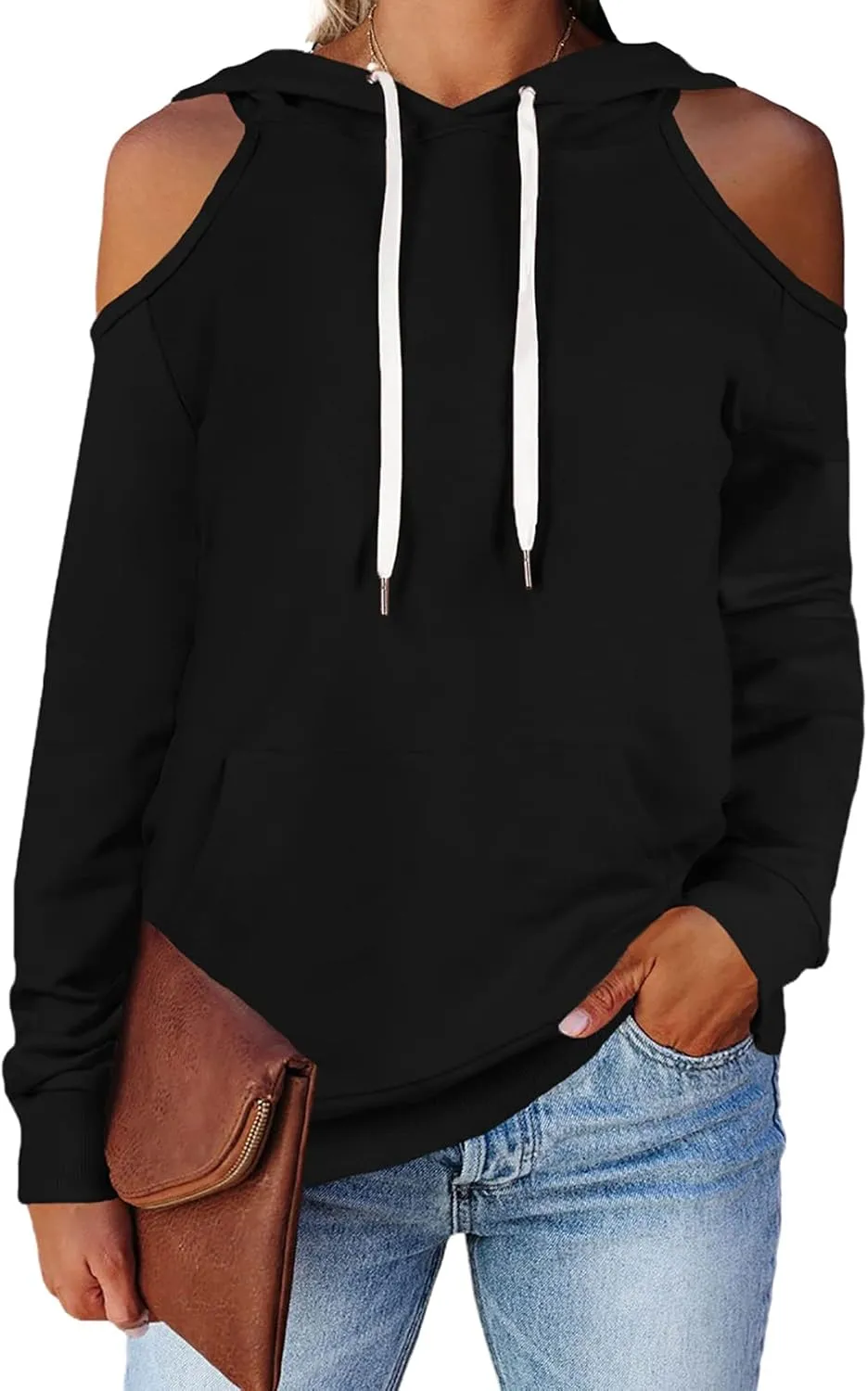 Cutiefox Women's Casual Long Sleeve Drawstring Hoodie Sweatshirts Pullover with Pockets