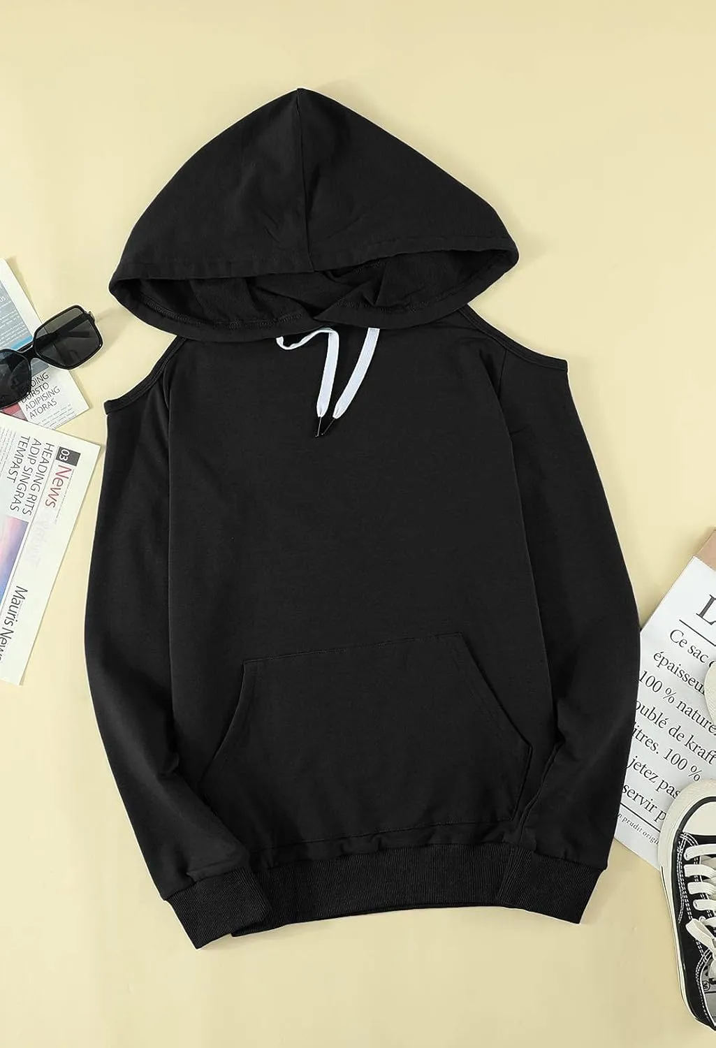 Cutiefox Women's Casual Long Sleeve Drawstring Hoodie Sweatshirts Pullover with Pockets