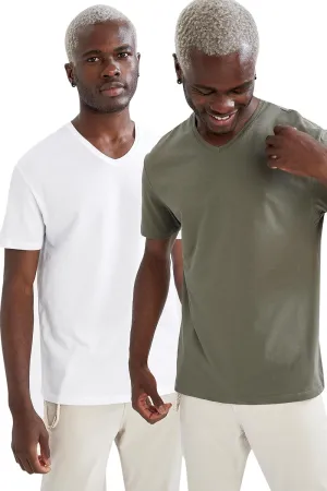DeFacto Set of Short Sleeve Crew Neck Oversized T Shirts for Men 100% Cotton 2-Pack – Men Oversized Crew Neck T-Shirts