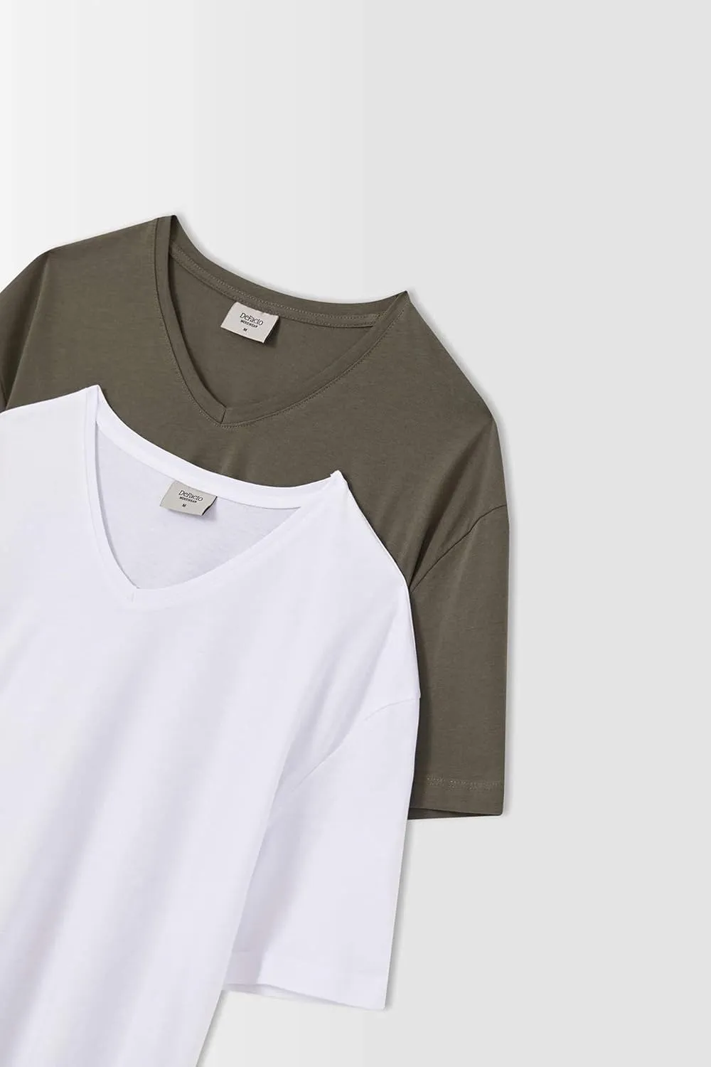 DeFacto Set of Short Sleeve Crew Neck Oversized T Shirts for Men 100% Cotton 2-Pack – Men Oversized Crew Neck T-Shirts