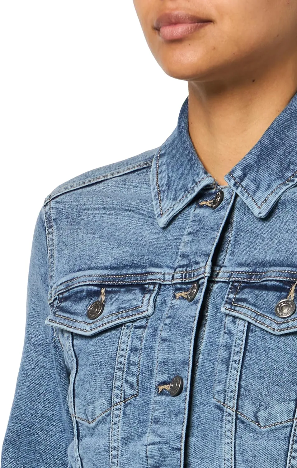 DKNY Women's Denim Fashionable Cropped Jeans Jacket