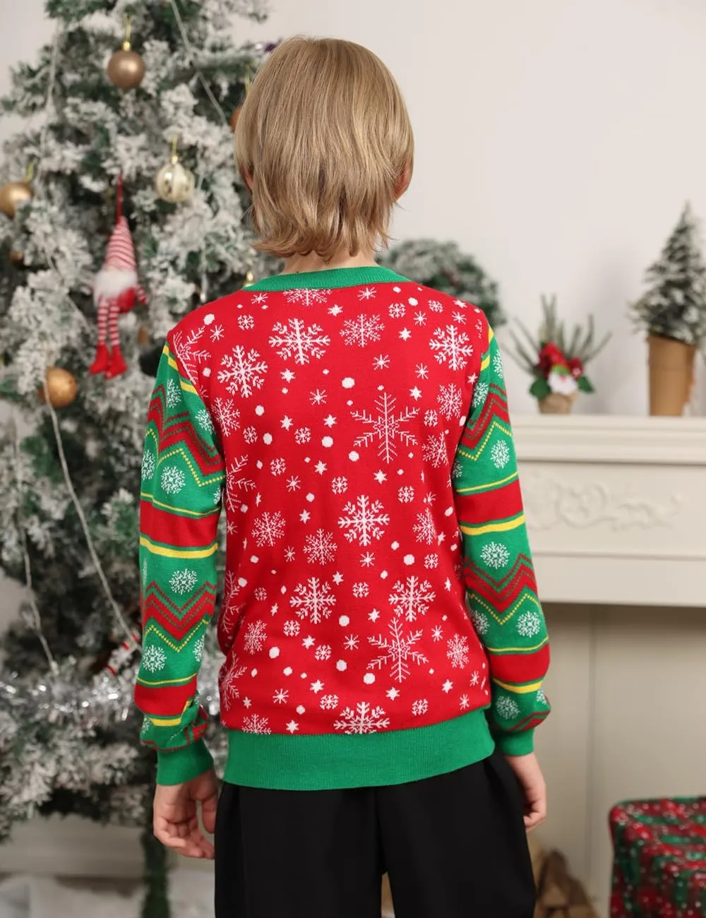 Enlifety 5-14T Kids Ugly Christmas Sweaters Boys LED Light Up Xmas Knitted Pullover