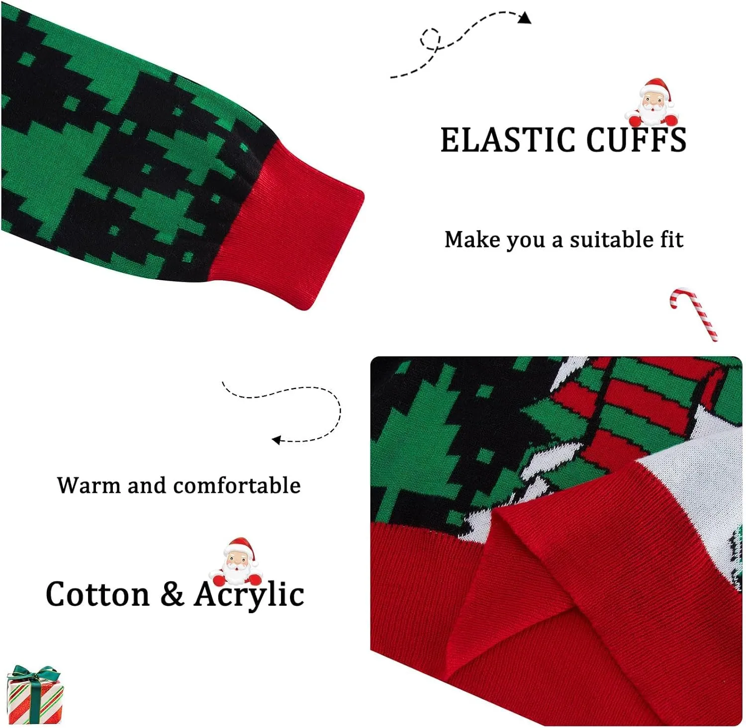 Enlifety 5-14T Kids Ugly Christmas Sweaters Boys LED Light Up Xmas Knitted Pullover