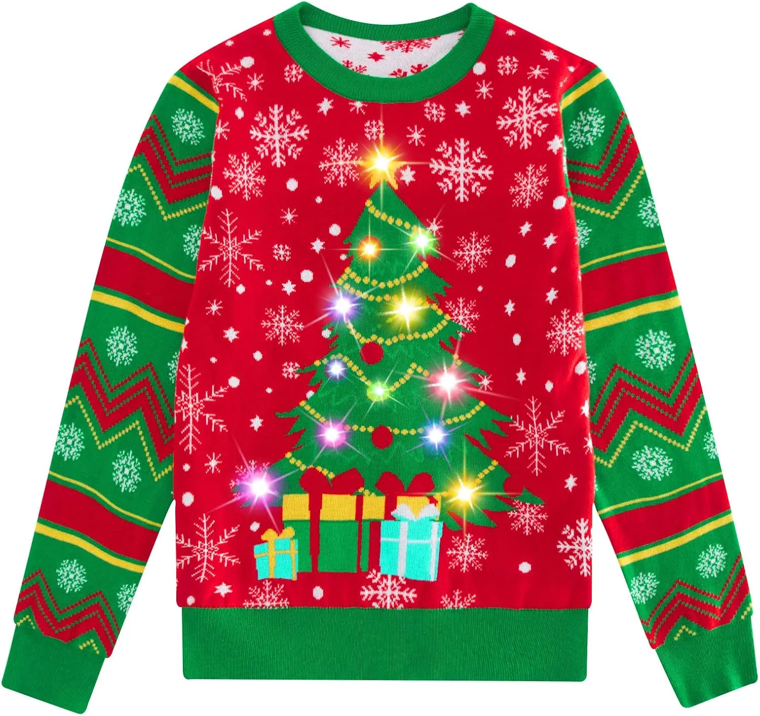 Enlifety 5-14T Kids Ugly Christmas Sweaters Boys LED Light Up Xmas Knitted Pullover
