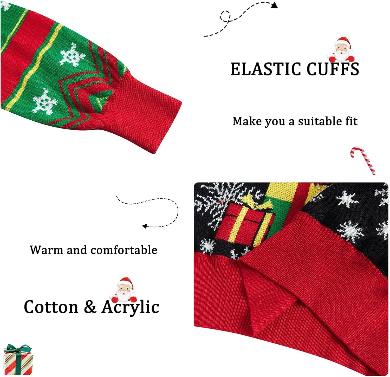 Enlifety 5-14T Kids Ugly Christmas Sweaters Boys LED Light Up Xmas Knitted Pullover