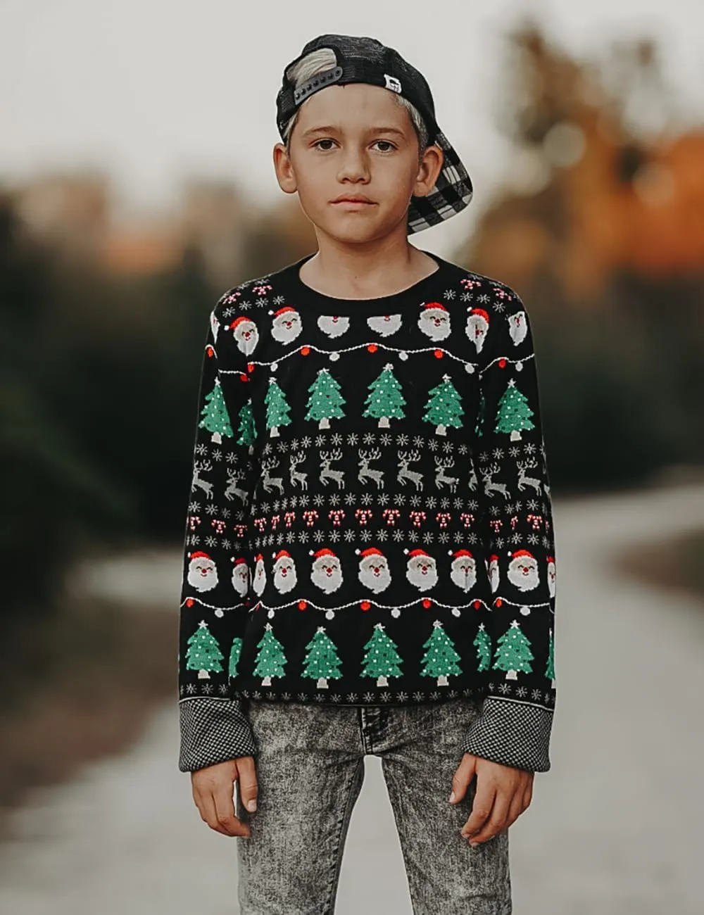 Enlifety 5-14T Kids Ugly Christmas Sweaters Boys LED Light Up Xmas Knitted Pullover