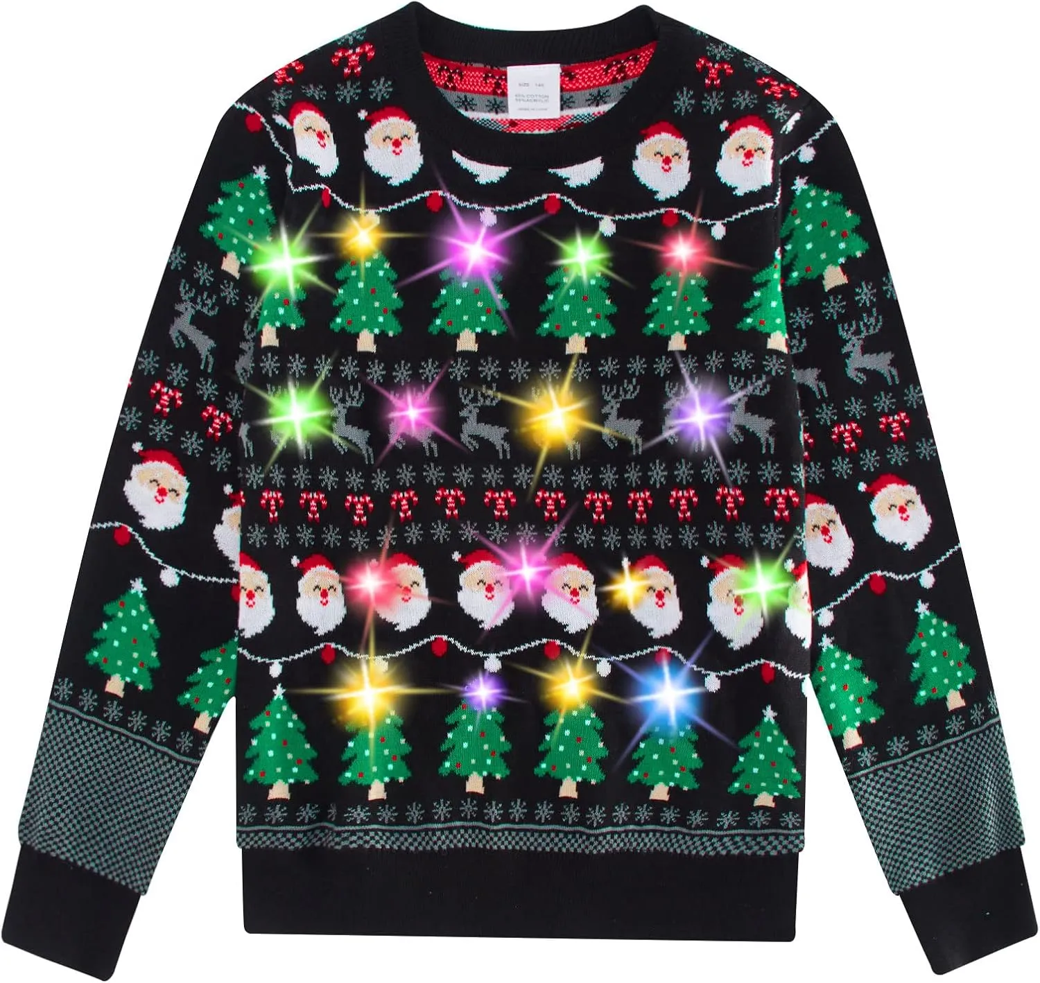 Enlifety 5-14T Kids Ugly Christmas Sweaters Boys LED Light Up Xmas Knitted Pullover
