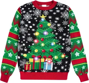 Enlifety 5-14T Kids Ugly Christmas Sweaters Boys LED Light Up Xmas Knitted Pullover