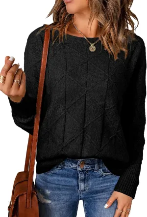EVALESS Casual Crewneck Sweaters for Women Fall Spring 2025 Lightweight Long Batwing Sleeve Pullover Sweaters Tops Clothes