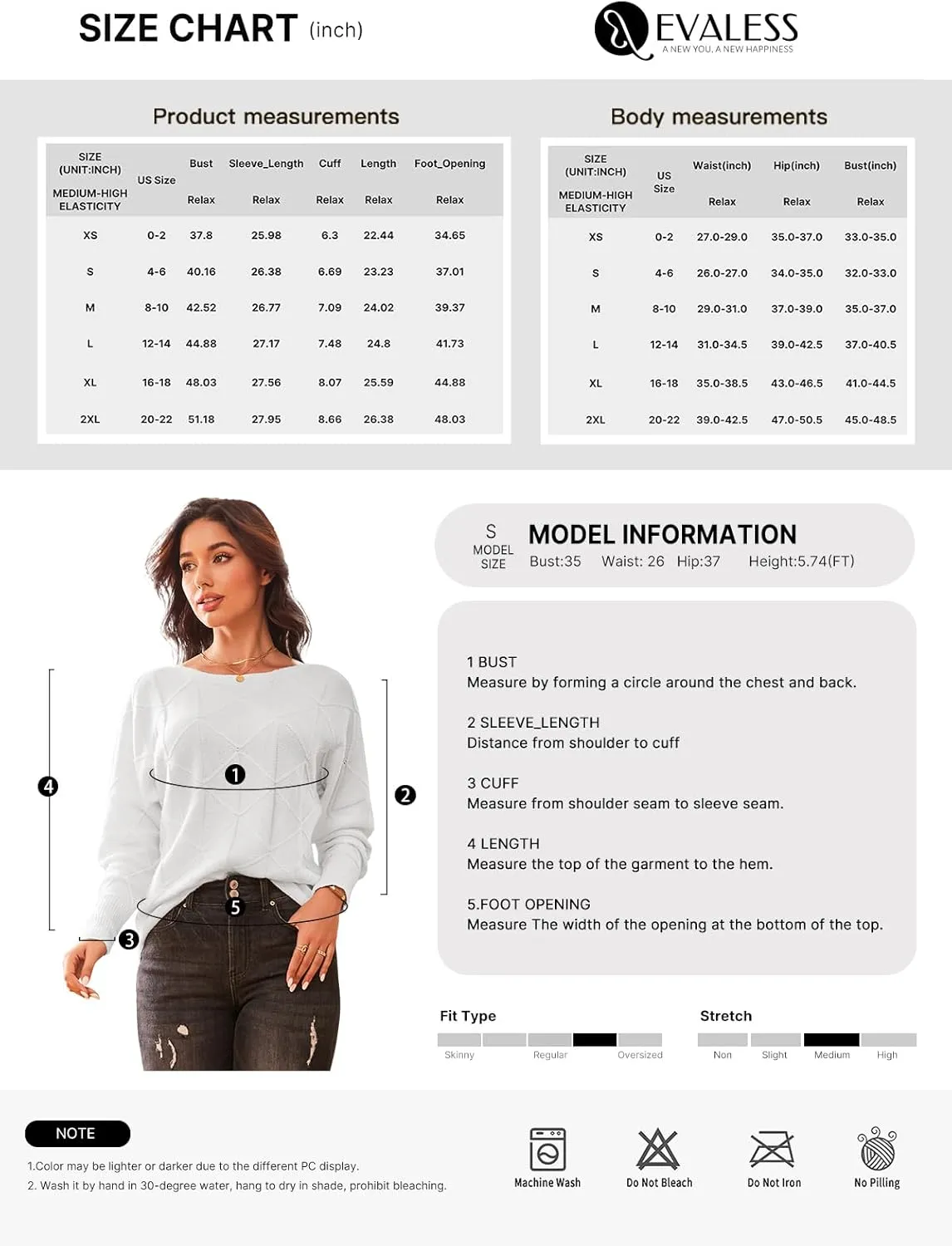 EVALESS Casual Crewneck Sweaters for Women Fall Spring 2025 Lightweight Long Batwing Sleeve Pullover Sweaters Tops Clothes