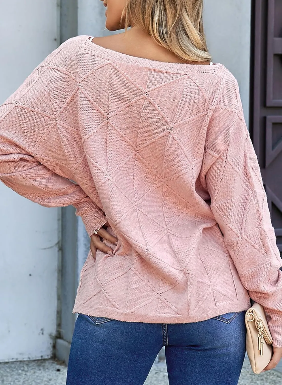 EVALESS Casual Crewneck Sweaters for Women Fall Spring 2025 Lightweight Long Batwing Sleeve Pullover Sweaters Tops Clothes