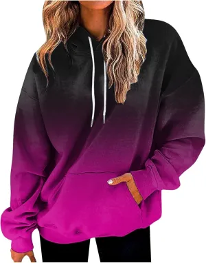 Fall Hoodies for Women, Tie Dye Oversized Hoodies for Women Drawstring Plus Size Pullover Sweatshirt with Pockets