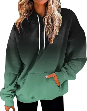 Fall Hoodies for Women, Tie Dye Oversized Hoodies for Women Drawstring Plus Size Pullover Sweatshirt with Pockets