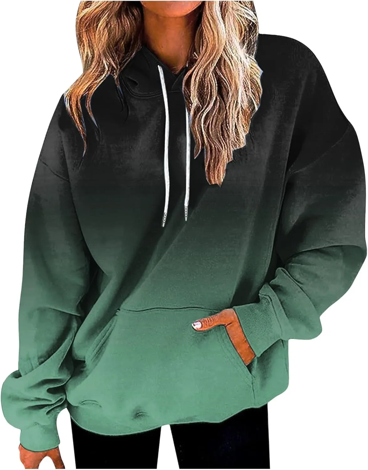 Fall Hoodies for Women, Tie Dye Oversized Hoodies for Women Drawstring Plus Size Pullover Sweatshirt with Pockets