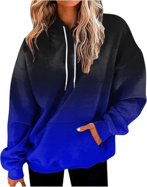 Fall Hoodies for Women, Tie Dye Oversized Hoodies for Women Drawstring Plus Size Pullover Sweatshirt with Pockets