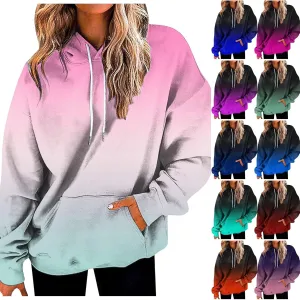 Fall Hoodies for Women, Tie Dye Oversized Hoodies for Women Drawstring Plus Size Pullover Sweatshirt with Pockets