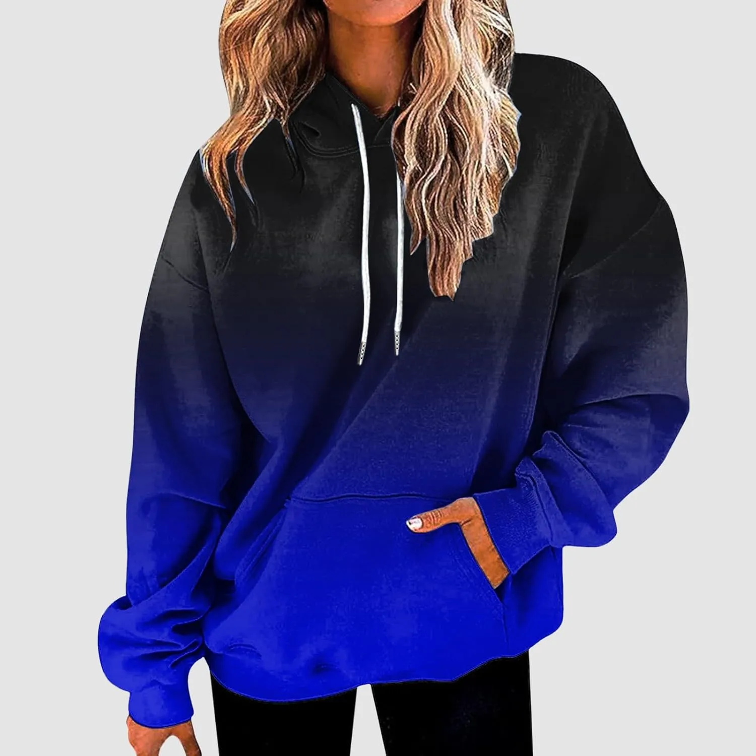 Fall Hoodies for Women, Tie Dye Oversized Hoodies for Women Drawstring Plus Size Pullover Sweatshirt with Pockets