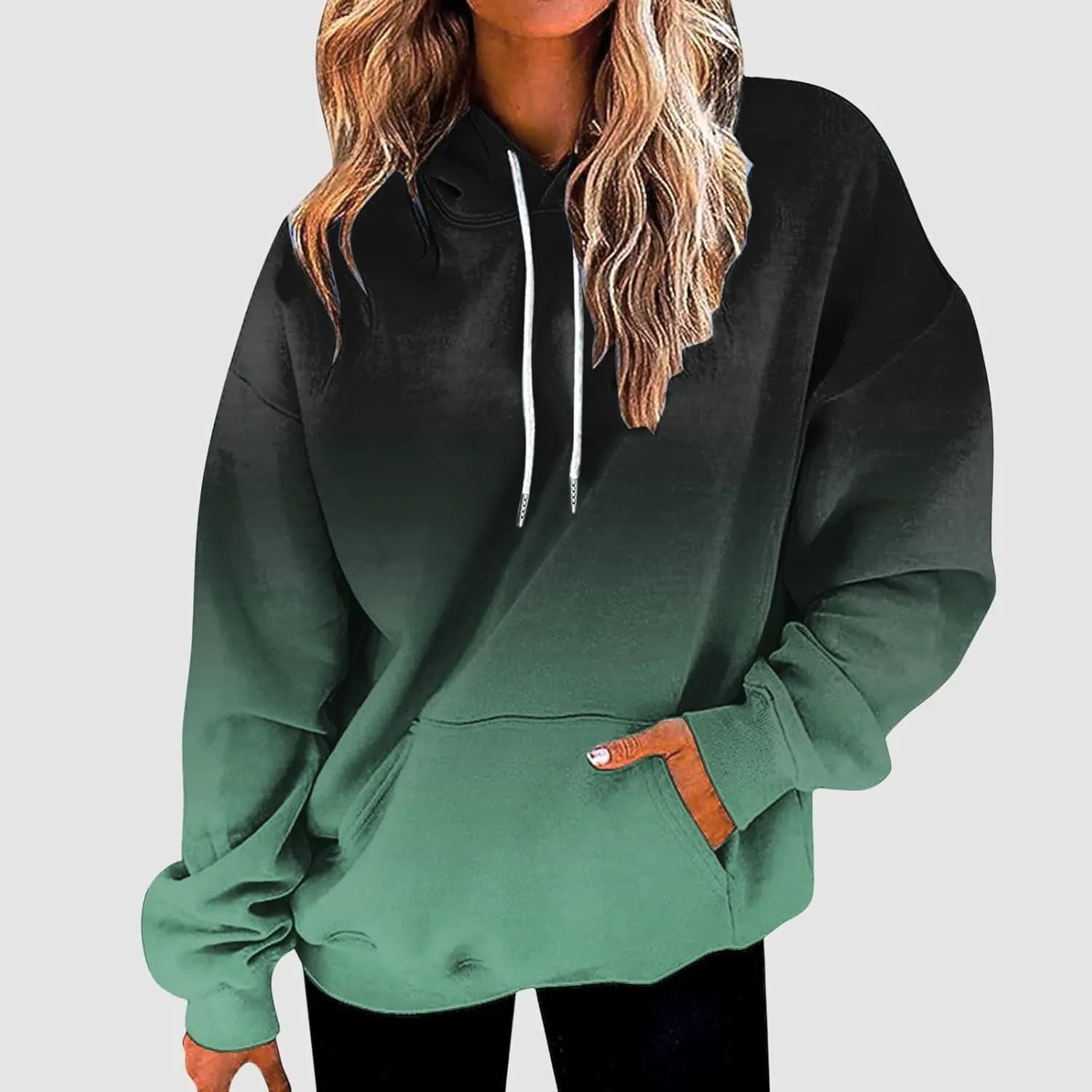 Fall Hoodies for Women, Tie Dye Oversized Hoodies for Women Drawstring Plus Size Pullover Sweatshirt with Pockets