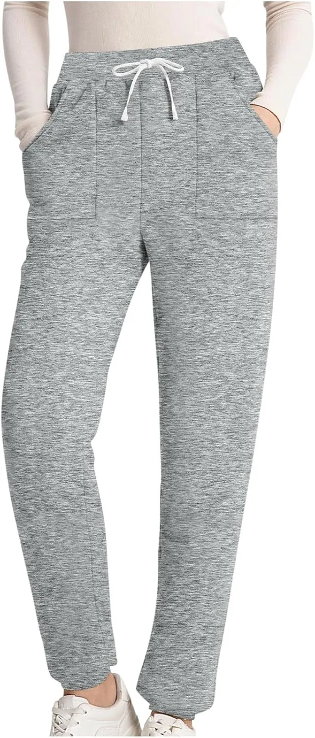 Fleece Lined Sweatpants for Women Oversized Warm Sherpa Athletic Joggers Baggy Drawstring High Waist Pant with Pocket