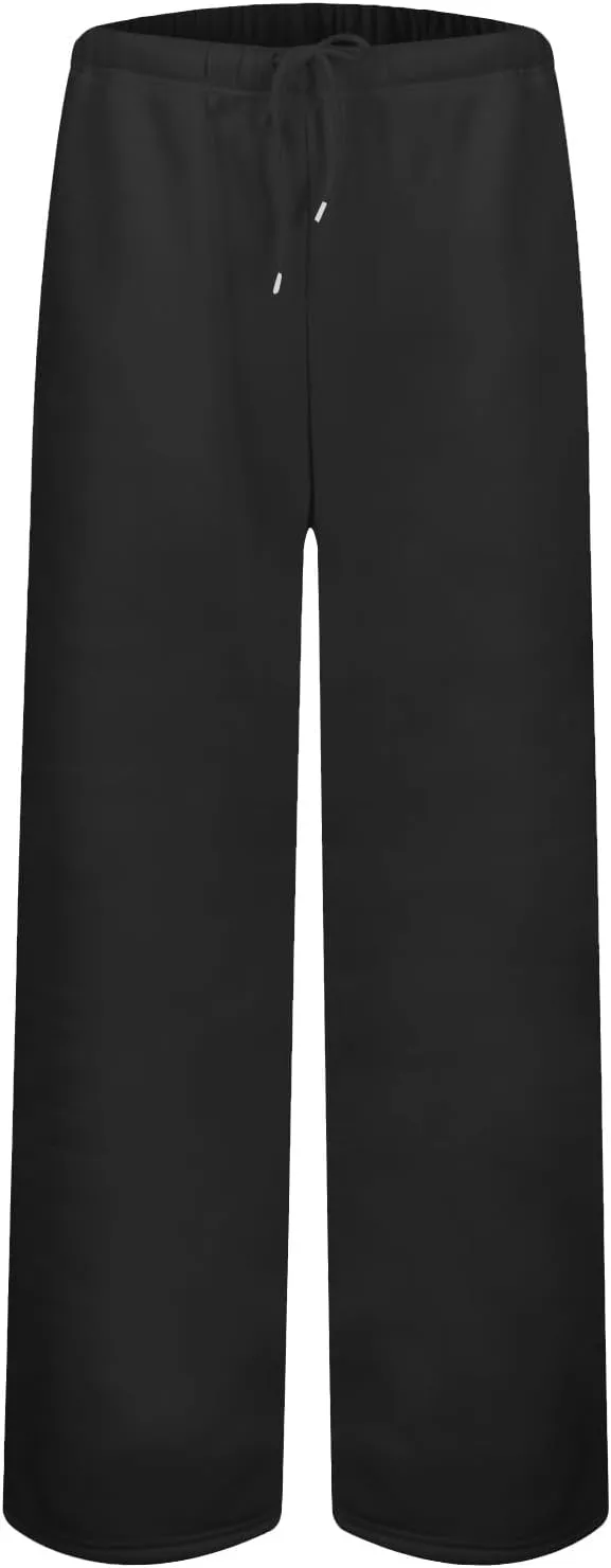 Fleece Lined Sweatpants Women Baggy High Waisted Straight Leg Trousers Drawstring Winter Warm Athletic Joggers