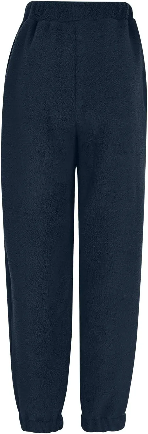 Fleece Sweatpants for Women Oversized High Waisted Drawstring Athletic Joggers Warm Workout Sherpa Pants with Pockets
