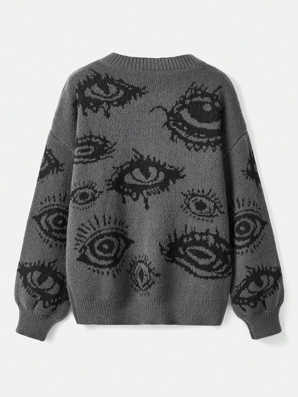 Floerns Women's Goth Grunge Punk Halloween Christmas Graphic Print Long Sleeve Drop Shoulder Sweaters Pullover Tops